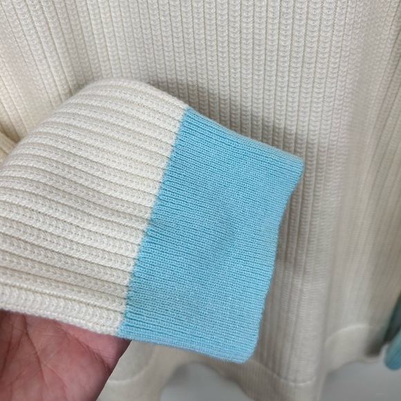 Talbots cotton-blend tennis sweater, M, vneck, cream, Classic Preppy Summer - Picture 5 of 8